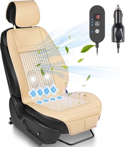 Paffenery 1Pcs Cooling Car Seat Cover Front Seat, 12V-24V Ventilated Cooling Car Seat Cushion, Cooled Seat Cover for Car SUV Truck Universal Fit, Fashion Beige in Saudi Arabia