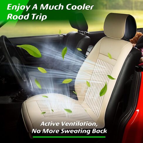 Paffenery 1Pcs Cooling Car Seat Cover Front Seat, 12V-24V Ventilated Cooling Car Seat Cushion, Cooled Seat Cover for Car SUV Truck Universal Fit, Fashion Beige in Saudi Arabia