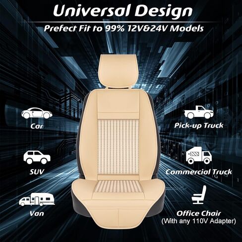 Paffenery 1Pcs Cooling Car Seat Cover Front Seat, 12V-24V Ventilated Cooling Car Seat Cushion, Cooled Seat Cover for Car SUV Truck Universal Fit, Fashion Beige in Saudi Arabia