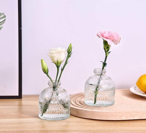 Glass Bud Vases Set of 6, Glass Flower Vases Small Bottles for Floral Arrangements, Rustic Decorative Floral Vases for Centerpiece Home Living Room Office Decoration or Wedding Event (Brown C) in Kuwait