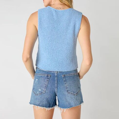 Amiblvowa Women Crochet Vest Y2k Tie Front Knit V Neck Sleeveless Tank Top Open Front Going Out Crop Sweater Vest Tops in Saudi Arabia