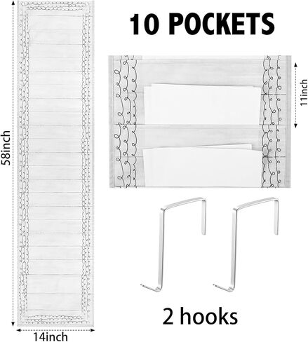 10 Pockets Wall Hanging File Folders File Storage Pocket Chart for Classroom Hanging Wall File Organizer with 2 Over The Door Hangers, 58" x 14" for School Classroom Office Home(Boho) in Kuwait