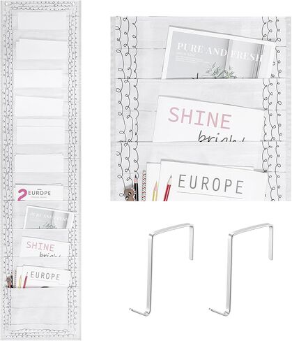 10 Pockets Wall Hanging File Folders File Storage Pocket Chart for Classroom Hanging Wall File Organizer with 2 Over The Door Hangers, 58" x 14" for School Classroom Office Home(Boho) in Kuwait