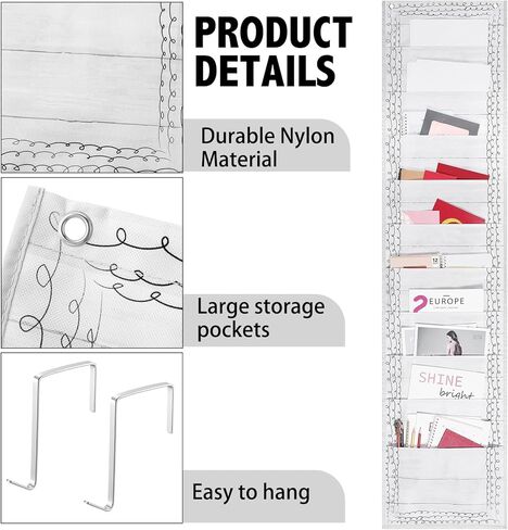 10 Pockets Wall Hanging File Folders File Storage Pocket Chart for Classroom Hanging Wall File Organizer with 2 Over The Door Hangers, 58" x 14" for School Classroom Office Home(Boho) in Kuwait