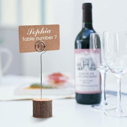 Rustic Real Wood Base Wedding Table Name Number Holder Party Decoration Card Holders Picture Memo Note Photo Clip Holder (10pcs Table Numbers) in Saudi Arabia