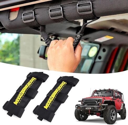 2 PCS Roll Bar Grab Handles,Grip Handle for Jeep Wrangler JK YJ TJ JL JKU JLU,Gladiator JT,1955-2024 UTV ATV,800D Nylon Hardware Handles Accessories in Saudi Arabia