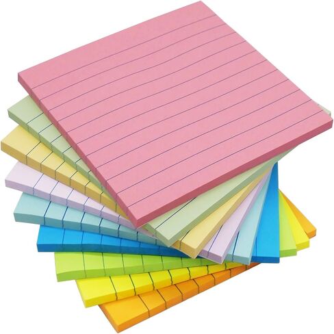 (9 Pack) Lined Sticky Notes 3x3 Post Sticky Notes with Lines, 9 Pastel Super Sticking Power Memo Self-Stick Note Pads Its, Sticky Notes Lined for Office, School, Home, 82 Sheets/Pad in Saudi Arabia