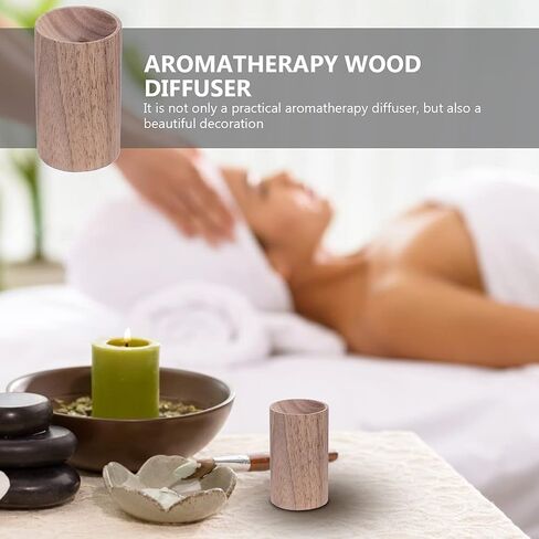 Brown Walnut Wood Essential Oil Diffuser,Wooden Aromatherapy Round Office Home Car Diffuser,Small Wooden Diffuser for Essential Oils Aromatherapy Diffusers Health and Household in Saudi Arabia