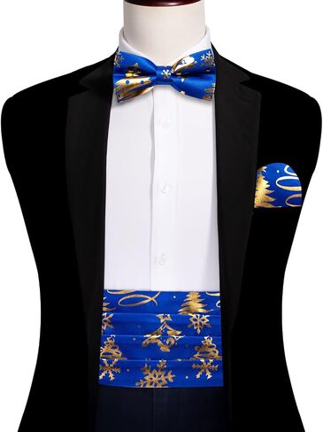 YOHOWA Men Christmas Cummerbund Bow Tie Set Pre-Tied Bowties Pocket Square Cufflinks Formal Party Texdo Xmas Vacation Holiday in Saudi Arabia