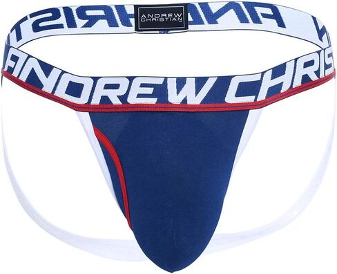 Andrew Christian Fly Jock w/Almost Naked, Navy, Medium in Saudi Arabia