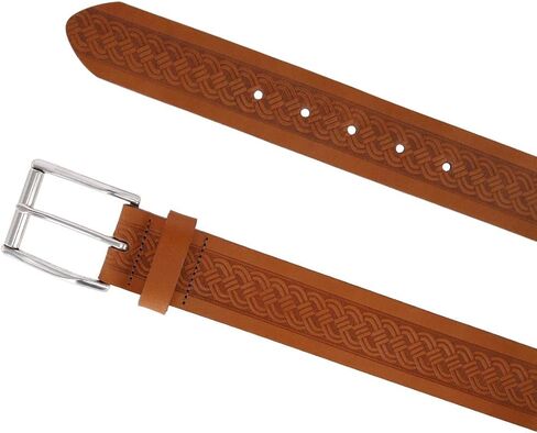 Trafalgar Men's Grady 40mm Celtic Scroll Embossed Leather Jean Belt in Saudi Arabia
