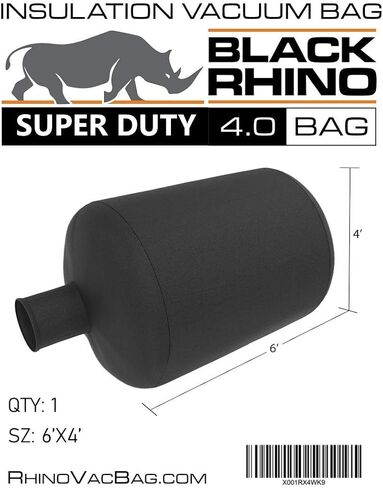 Rhino Insulation Vacuum Bags 3.0 - Gray Super Heavy Duty Debris Removal Non-Woven Polypropylene Vacuum Bag Holds EST 75 CF - Cylindrical High Air Filtration Attic Insulation Bag - 1 Bag in Saudi Arabia