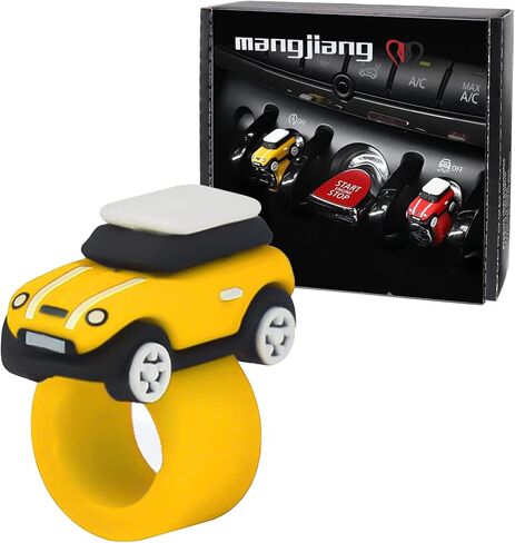 Car Darshboard Ornaments Sticker Engine Start Cover Power Control Pushbutton Button Switches Decoration circle Interior Accessories for 3 Gen Mini Cooper F54 F55 F56 F57 F60 2014+ (Button Ring Yellow) in Kuwait