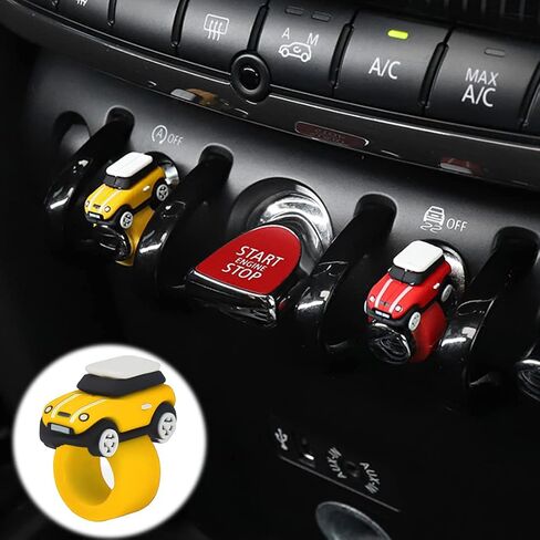 Car Darshboard Ornaments Sticker Engine Start Cover Power Control Pushbutton Button Switches Decoration circle Interior Accessories for 3 Gen Mini Cooper F54 F55 F56 F57 F60 2014+ (Button Ring Yellow) in Kuwait