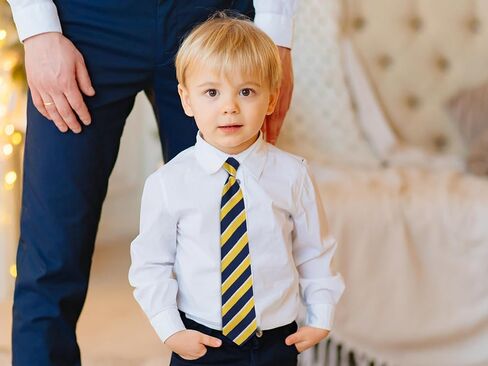 Black Ties for Boys, Boys Clip on Tie, Striped Pre-tied Adjustable Kids Ties for School Uniform Graduation in Saudi Arabia