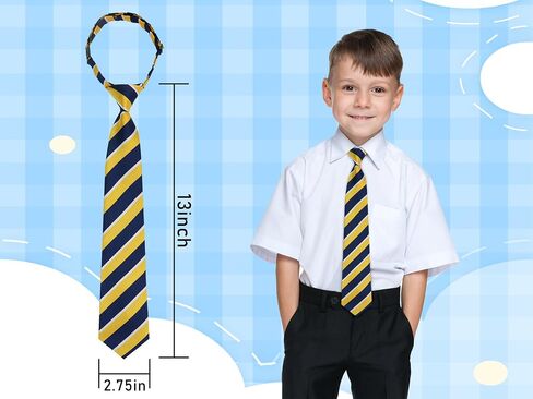 Black Ties for Boys, Boys Clip on Tie, Striped Pre-tied Adjustable Kids Ties for School Uniform Graduation in Saudi Arabia