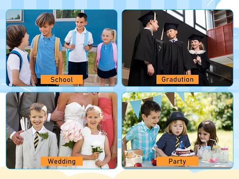 Black Ties for Boys, Boys Clip on Tie, Striped Pre-tied Adjustable Kids Ties for School Uniform Graduation in Saudi Arabia