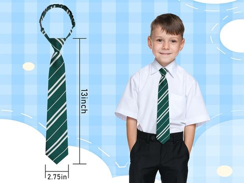 Black Ties for Boys, Boys Clip on Tie, Striped Pre-tied Adjustable Kids Ties for School Uniform Graduation in Saudi Arabia