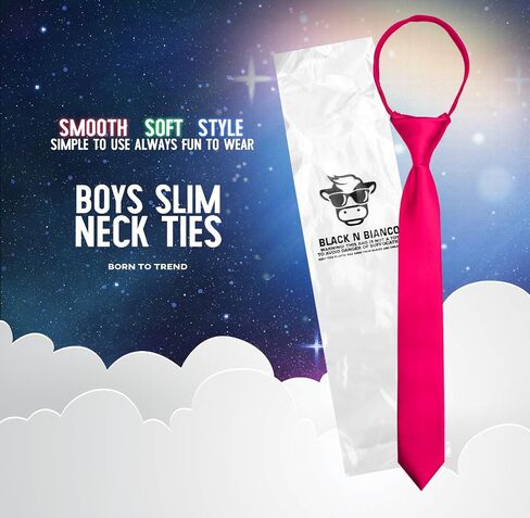 Black n Bianco Boys' Satin Slim Zipper Neck Tie in Saudi Arabia
