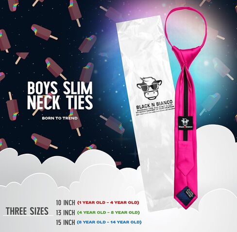 Black n Bianco Boys' Satin Slim Zipper Neck Tie in Saudi Arabia