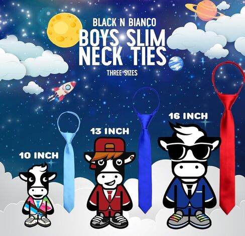 Black n Bianco Boys' Satin Slim Zipper Neck Tie in Saudi Arabia