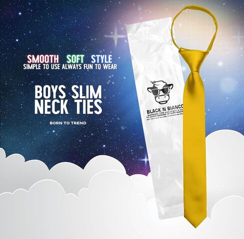 Black n Bianco Boys' Satin Slim Zipper Neck Tie in Saudi Arabia