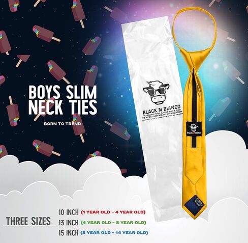 Black n Bianco Boys' Satin Slim Zipper Neck Tie in Saudi Arabia
