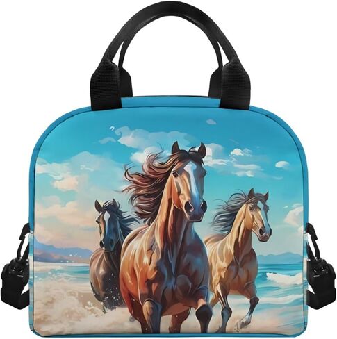 Horse School Backpack Set 4 Packs with Lunch Box Pencil Case Water Bottle Holder Big Capacity Casual Kids Backpack for Kindergarten Preschool Elementary School Students in Kuwait