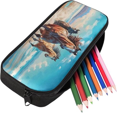 Horse School Backpack Set 4 Packs with Lunch Box Pencil Case Water Bottle Holder Big Capacity Casual Kids Backpack for Kindergarten Preschool Elementary School Students in Kuwait