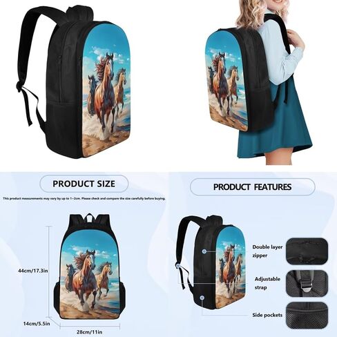 Horse School Backpack Set 4 Packs with Lunch Box Pencil Case Water Bottle Holder Big Capacity Casual Kids Backpack for Kindergarten Preschool Elementary School Students in Kuwait