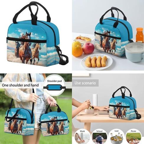 Horse School Backpack Set 4 Packs with Lunch Box Pencil Case Water Bottle Holder Big Capacity Casual Kids Backpack for Kindergarten Preschool Elementary School Students in Kuwait