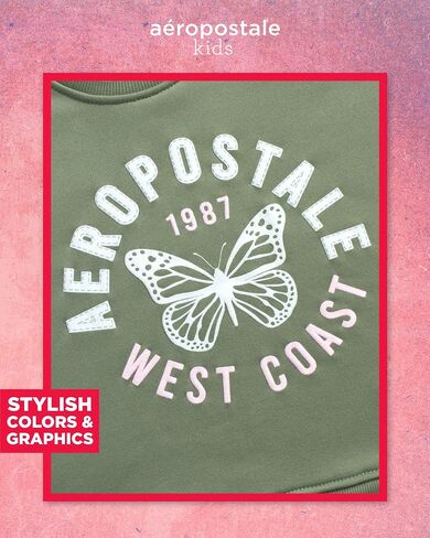 AEROPOSTALE Girls' Skort Set - Fleece Crew Neck Pullover Sweatshirt and Cargo Scooter Skort - Fashion Outfit for Girls, 4-12 in Saudi Arabia