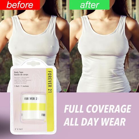 Forever 21 Body Tape - 1pk Comfortable Body Tape for Skin | Easy Application Body Tape for Breast, Fabric Skin Tape, Face Lift Tape, Fashion Tape for Dresses (Clear) in Saudi Arabia