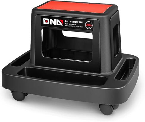 DNA MOTORING Mobile Plastic Tool Seat Rolling Garage Work Stool with Under-Seat Storage & Tray for Workshop Auto Repair Shop, Blue/Black, TOOLS-00369 in Saudi Arabia