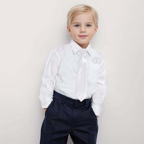 Boys Tie and Pocket Square Set, Kids Ties Elastic Strap Neckties for Wedding Graduation School Halloween Costume Accessories in Saudi Arabia
