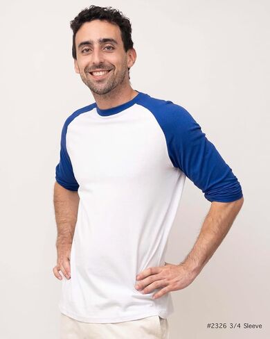 Men's Casual Classic Raglan Basic Soft Cotton 3/4 Long Sleeve Sports Baseball Jerseys T Shirts in Saudi Arabia