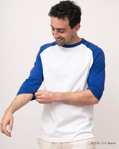 Men's Casual Classic Raglan Basic Soft Cotton 3/4 Long Sleeve Sports Baseball Jerseys T Shirts in Saudi Arabia