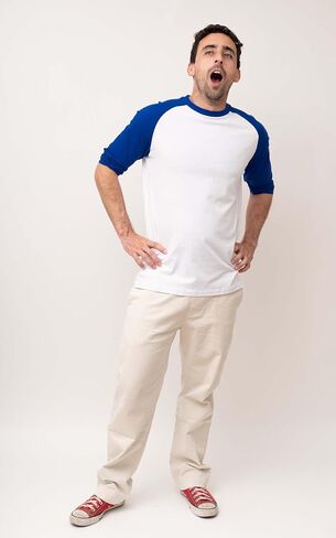 Men's Casual Classic Raglan Basic Soft Cotton 3/4 Long Sleeve Sports Baseball Jerseys T Shirts in Saudi Arabia