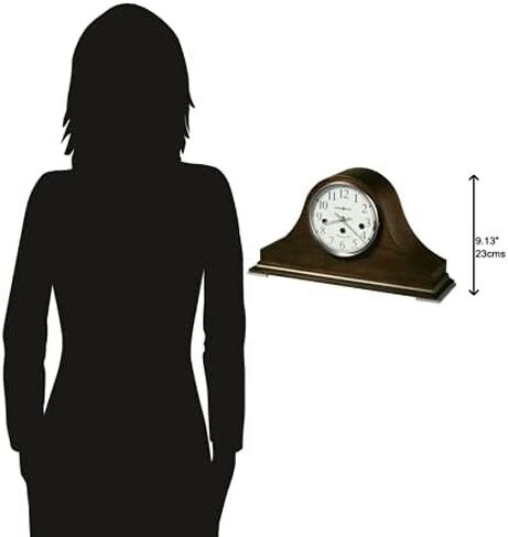 Howard Miller Day Mantel Clock II 549-586 – Espresso Finish, Tambour-Style Wooden Timepiece, Brushed Nickel Finish, Antique Home Decor, Key-Wound Single-Chime Movement in Saudi Arabia