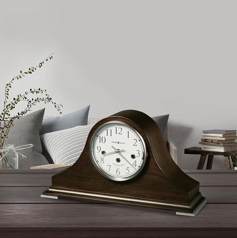 Howard Miller Day Mantel Clock II 549-586 – Espresso Finish, Tambour-Style Wooden Timepiece, Brushed Nickel Finish, Antique Home Decor, Key-Wound Single-Chime Movement in Saudi Arabia