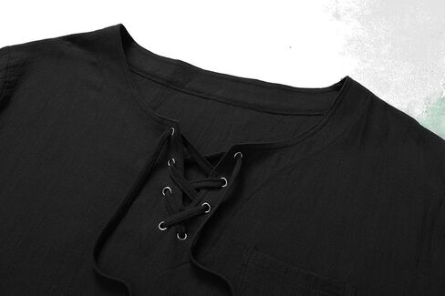Mens Renaissance Costume Shirts,Medieval Lace Up Short Sleeve Viking Beach Hippie Shirts in Saudi Arabia