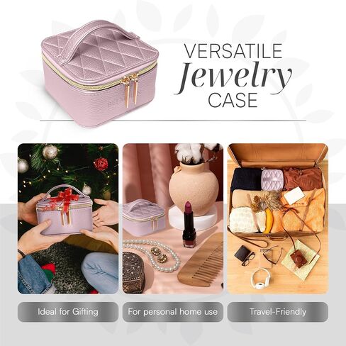 Travel Jewelry Case Organizer - Anti Tangle Storage Organizer - Leather Travel Jewelry Organizer - Portable Jewelry Travel Case - Jewelry Box - Jewelry Travel Case For Women (Pearl Pink) in Saudi Arabia