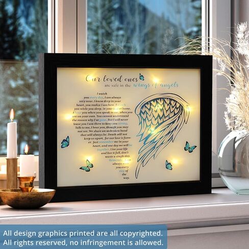 صندوق ظلال LED للهدايا التذكارية - هدية تعاطف في ذكرى هدايا أحد أحبائك، هدية تذكارية لفقد الأم والأب والأم والأب، أفكار هدايا تعزية الفجيعة لتخفيف الحزن، فراشة in Saudi Arabia