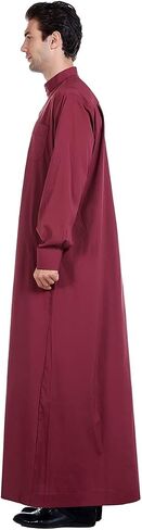 New Solid Color Robe Kaftan for Men, Thobe Long Gown Saudi Arabia Dubai Muslim Clothes Stand Collar Shirt in Saudi Arabia
