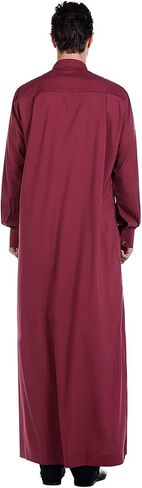 New Solid Color Robe Kaftan for Men, Thobe Long Gown Saudi Arabia Dubai Muslim Clothes Stand Collar Shirt in Saudi Arabia