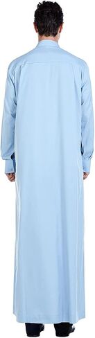 New Solid Color Robe Kaftan for Men, Thobe Long Gown Saudi Arabia Dubai Muslim Clothes Stand Collar Shirt in Saudi Arabia