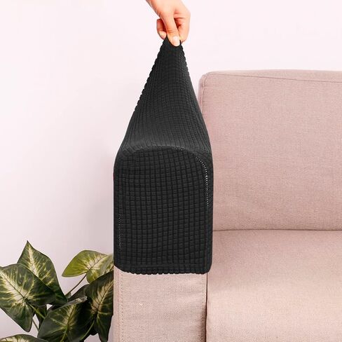 2Pcs Couch Arm Covers, Stretch Armrest Covers for Chairs and Sofas, Soft Stretch Plush Armrest Covers, for Sofa Non Slip(Dark Grey) in Saudi Arabia
