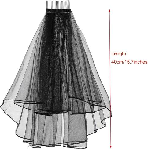Women's Short Black Simple Tulle Lace Sheer Wedding Bridal Veil Bachelorette Party Halloween Veil in Saudi Arabia