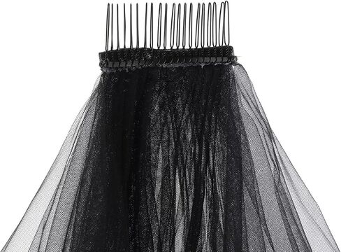 Women's Short Black Simple Tulle Lace Sheer Wedding Bridal Veil Bachelorette Party Halloween Veil in Saudi Arabia