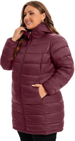 ANOTHER CHOICE Plus Size Packable Puffer Jacket for Women, Lightweight Quilted Puffer Coat with Hood in Saudi Arabia